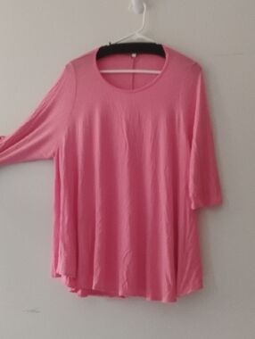 American Curvy Women's Pink Scoop Neck Tunic Top 5x